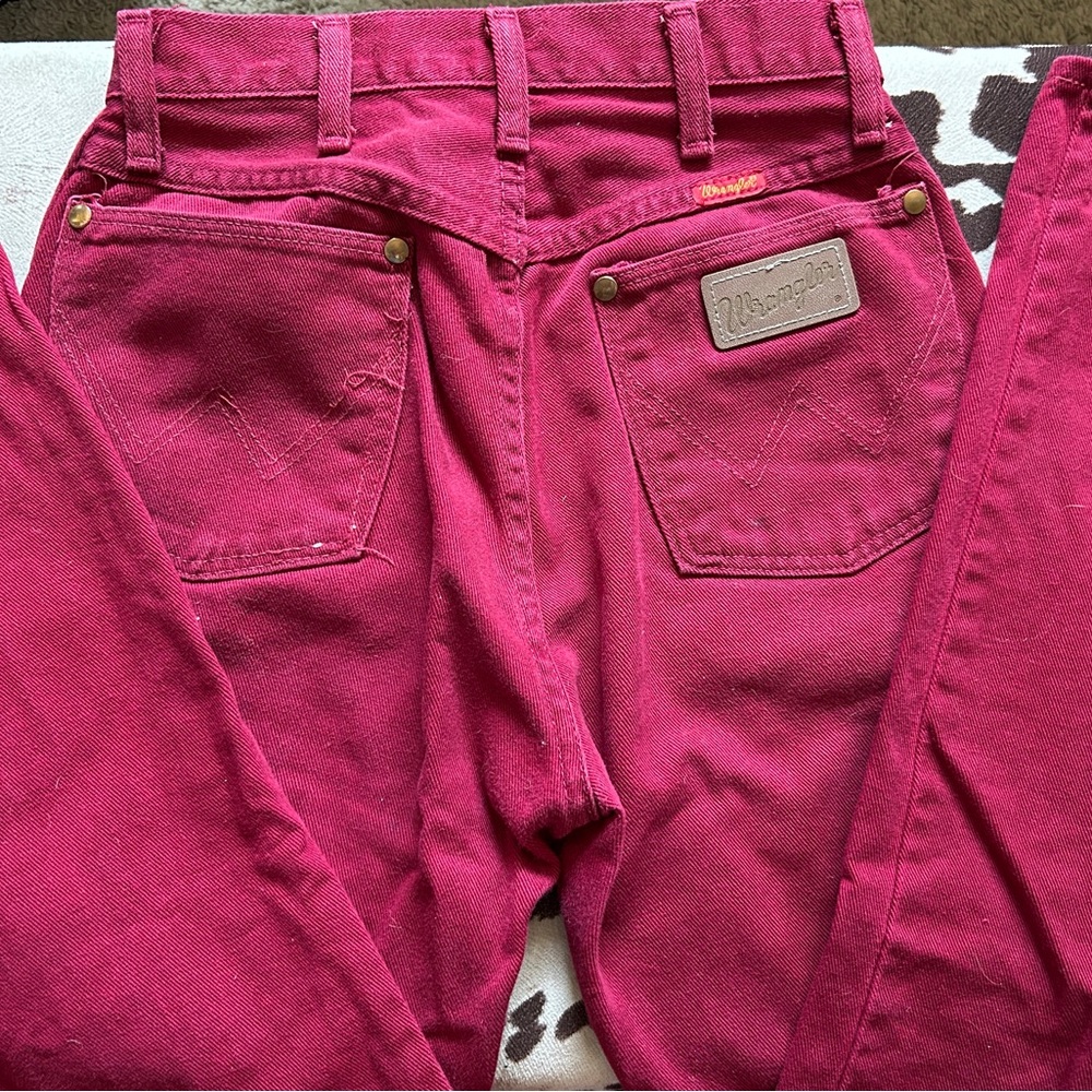 Wrangler Red Straight Leg Jeans Vibrant Denim